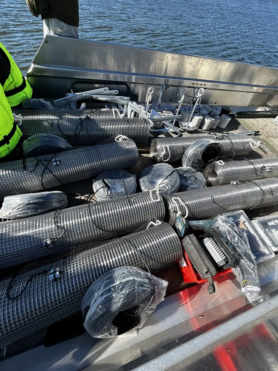 Redoxa field equipment prepared on a deployment boat